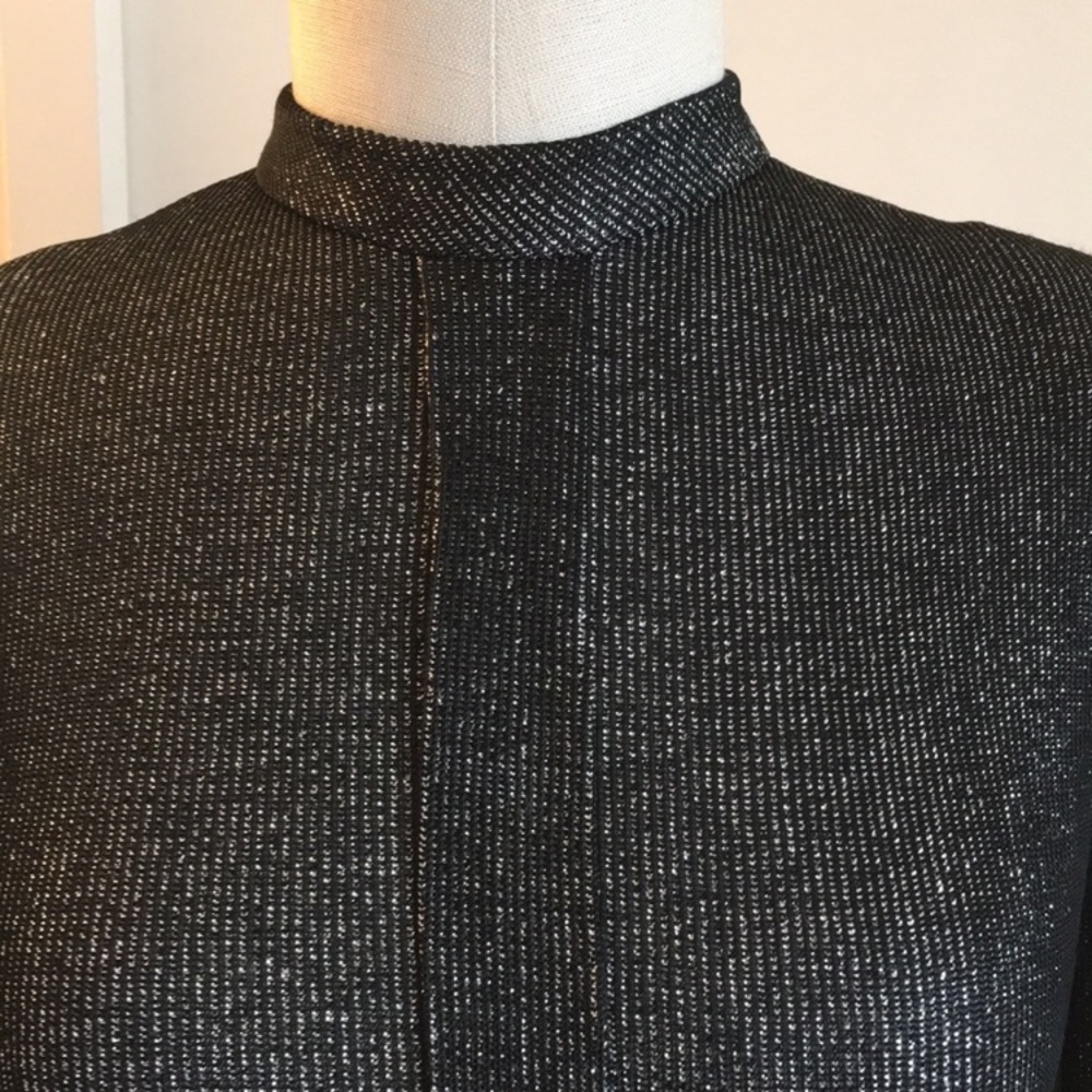 Vintage 1980s 1990s knit top, mock turtle neck, back zipper, long sleeves, S - Picture 3 of 6